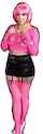 skirt, pink hair, latex