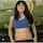black hair blue sports bra white girl