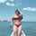 red bikini sea