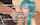 blue hair blowjob cum on face