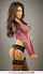 brunette pink dress stockings