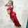 curvacious ass blonde red dress