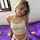 teen blonde white shirt