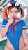 asian leotard redhead