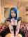 blue hair breasts hot