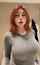 big breasrs sweater redhead