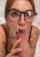 blowjob glasses brunette