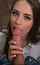 brunette blue eyes licking