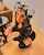 blonde costume kneeling