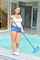 white girl cleaning pool tits