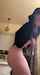 brunette darkhair blackthongs tshirt blackhatundie