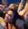 threesome brunette facial