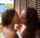 lesbian kissing brunette