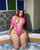 pink swinsuit pool redhead