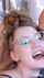 blonde glasses hair pull