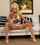 blonde couch thigh high