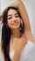 brunette armpit smiling