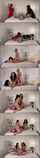 threeway sex on a bed cute brunette