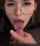 brunette glasses cum on tongue
