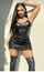 leather dress brunette