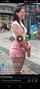 brunette pink skirt slim