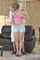 blonde petite pink dress