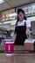 goth brunette spitting