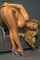 blonde bending over big boobs