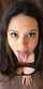 tongue brunette cleavage