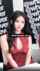 brunette asian red dress