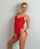 blonde pretty red dress