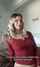 blonde social media red top