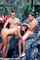 blonde threesome outdoors