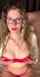 blonde red bra blowjob