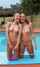 pool strip brunette