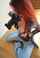 one tit out camera redhead