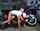 garage biker brunette