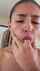 spit tongue brunette